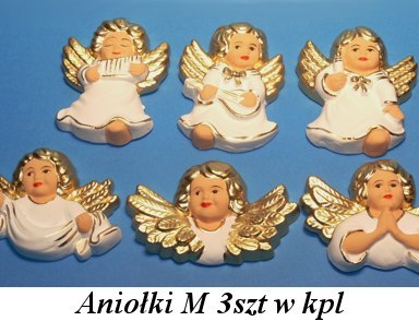 Aniołki gipsowe 3szt. M,N - kolor Aniołki gipsowe 3szt. M,N - kolor