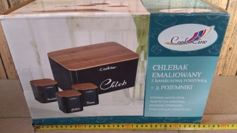 Chlebak emaliowany + 3 pojemniki NEL7113 Chlebak emaliowany + 3 pojemniki NEL7113
