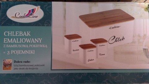 Chlebak emaliowany + 3 pojemniki NEL7113 Chlebak emaliowany + 3 pojemniki NEL7113