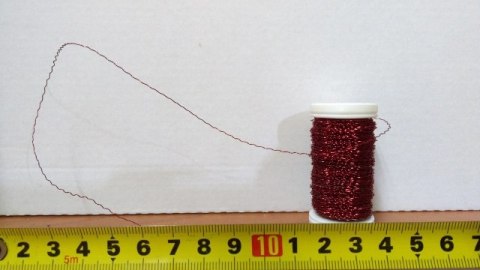 Drut karbowany na szpulce 50g CZERWONY Drut karbowany na szpulce 50g CZERWONY