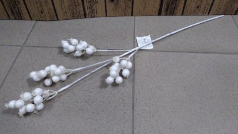 Gałązka 62cm BIAŁE KULKI CV09020-1 Gałązka 62cm BIAŁE KULKI CV09020-1