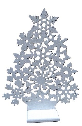 Ozdoba stojąca 25cm CHOINKA II BIAŁA BROKAT Ozdoba stojąca 25cm CHOINKA II BIAŁA BROKAT