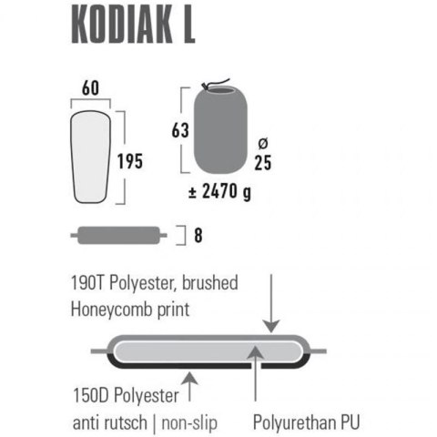 Mata Samopompująca High Peak Kodiak L 195x60x8 41130 Mata Samopompująca High Peak Kodiak L 195x60x8 41130