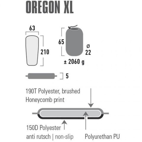Mata Samopompująca High Peak Oregon XL 210x63x5 41126 Mata Samopompująca High Peak Oregon XL 210x63x5 41126