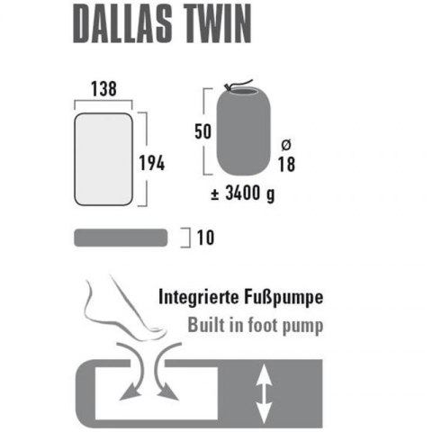 Materac High Peak Dallas Twin 194x138x10 41033 Materac High Peak Dallas Twin 194x138x10 41033
