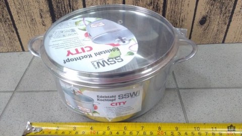 Garnek 2,9l. ze stali nierdzewnej + szklana pokrywka fi-20 CITY Garnek 2,9l. ze stali nierdzewnej + szklana pokrywka fi-20 CITY