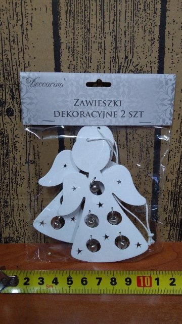 Zawieszka drewno 2szt. ANIOŁ Z DZWONKIEM | ZHH8111-12 Zawieszka drewno 2szt. ANIOŁ Z DZWONKIEM | ZHH8111-12