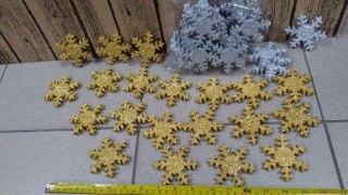 Śnieżynki styropianowe brokat ZŁOTO/SREBRO 20szt.