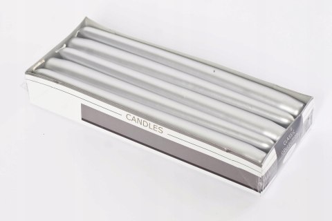 Świeca stożkowa metalizowana 10szt. SREBRNA 240/22mm Świeca stożkowa metalizowana 10szt. SREBRNA 240/22mm