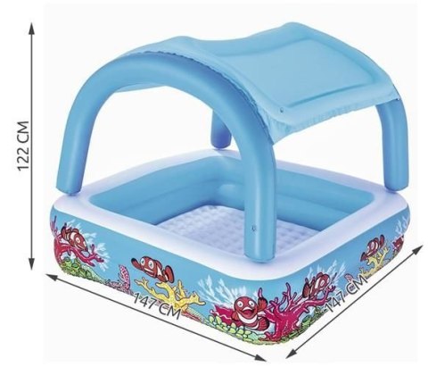 Basen 147x147x122cm z odpinanym daszkiem 52192 BESTWAY Basen 147x147x122cm z odpinanym daszkiem 52192 BESTWAY