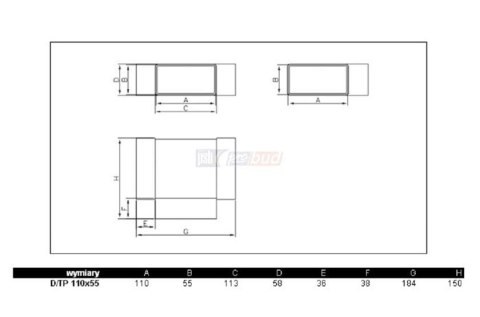 Trójnik płaski 110x55 D/TP Dospel 007-0227 Trójnik płaski 110x55 D/TP Dospel 007-0227