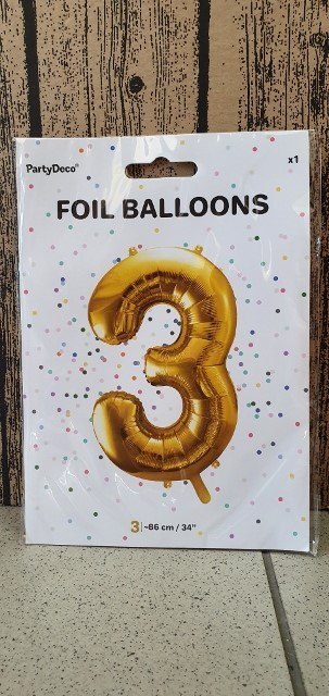 Balon foliowy ,,3'' ZŁOTO 86cm | FB1M-3-019 Balon foliowy ,,3'' ZŁOTO 86cm | FB1M-3-019