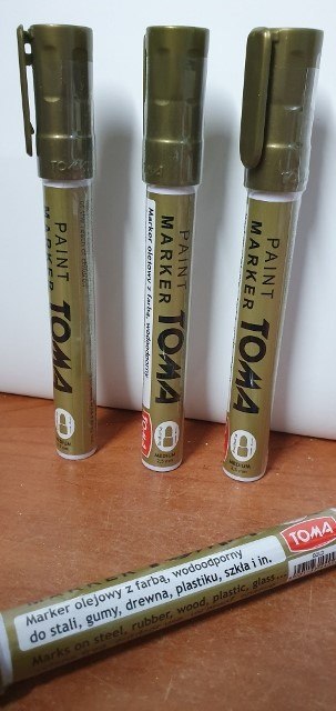 Marker olejowy 4szt. TOMA do malowania STALI,GUMY,DREWNA,PLASTIKU I SZKŁA-ZŁOTY Marker olejowy 4szt. TOMA do malowania STALI,GUMY,DREWNA,PLASTIKU I SZKŁA-ZŁOTY