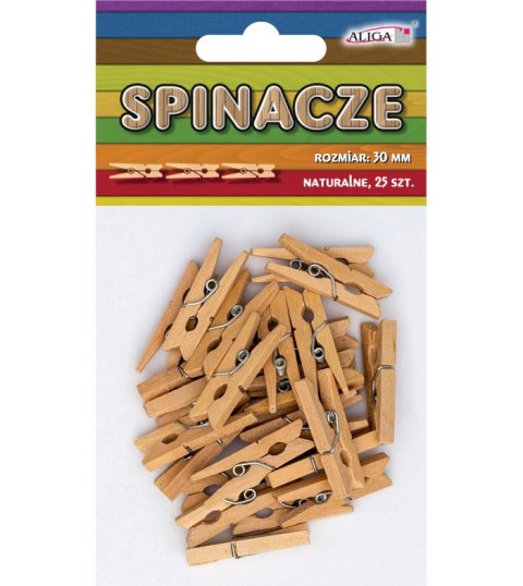 Spinacze klamerki 25szt. NATURALNE 30mm SPIN-0523 Spinacze klamerki 25szt. NATURALNE 30mm SPIN-0523