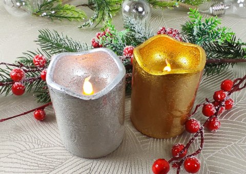 Świeca 10szt. woskowa led srebrna/złota 7x9cm Świeca 10szt. woskowa led srebrna/złota 7x9cm