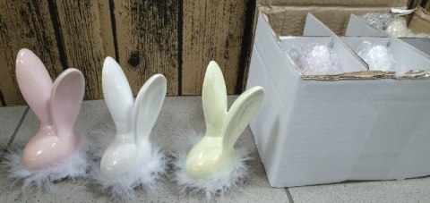 Zając ceram 6szt. + piórka 13cm | TG54216-MIX Zając ceram 6szt. + piórka 13cm | TG54216-MIX