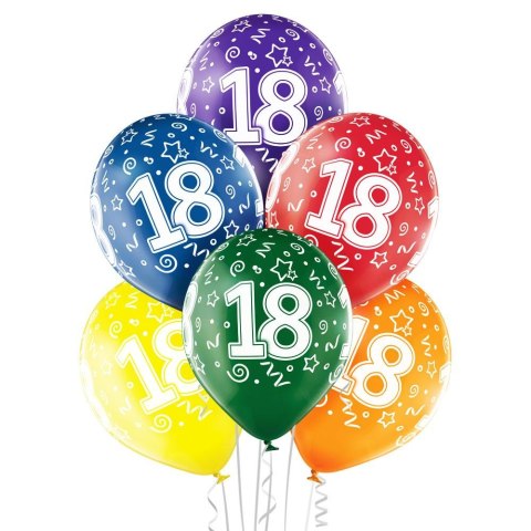 Balony 30 cm "18" urodziny 6 szt. | BN06-405 Balony 30 cm "18" urodziny 6 szt. | BN06-405