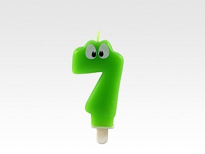Świeczka "7" H:7,5cm ZIELONA Z OCZAMI 24 szt. 62-77 Świeczka "7" H:7,5cm ZIELONA Z OCZAMI 24 szt. 62-77