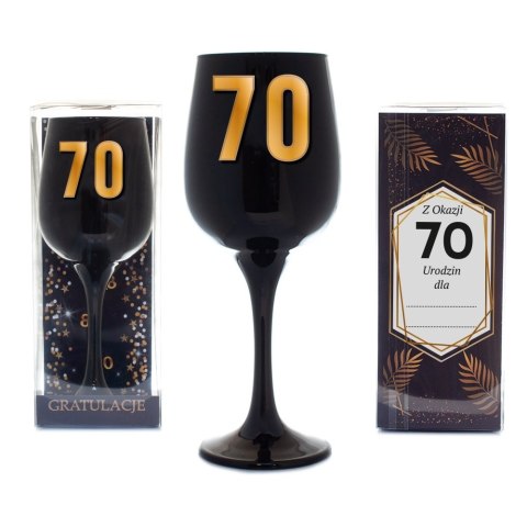 Kieliszek urodzinowy do wina czarny w ozdobnym opakowaniu - Z Okazji 70 Urodzin dla... Kieliszek urodzinowy do wina czarny w ozdobnym opakowaniu - Z Okazji 70 Urodzin dla...