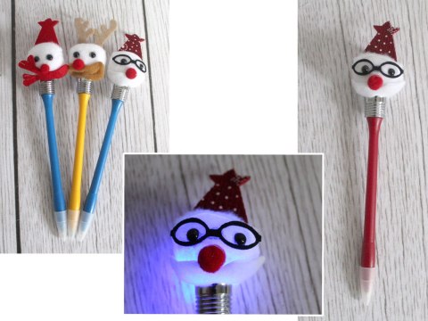 Długopis 12szt świąteczny bożonarodzeniowy głowa led świecąca mix 23 cm NXCA-19049 Długopis 12szt świąteczny bożonarodzeniowy głowa led świecąca mix 23 cm NXCA-19049