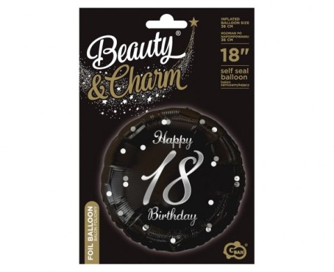 Balon foliowy B&C Happy 18 Birthday czarny nadruk srebrny 18" | FG-O18S Balon foliowy B&C Happy 18 Birthday czarny nadruk srebrny 18" | FG-O18S