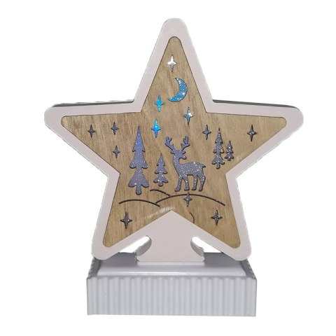 Dekoracja drewniana gwiazda led wys. 19cm | 483851 Dekoracja drewniana gwiazda led wys. 19cm | 483851
