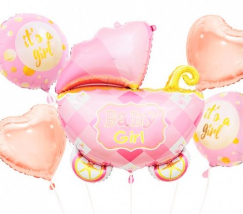 Balony foliowe róż - zestaw wózek 5 szt. | BZ-HWZR Balony foliowe róż - zestaw wózek 5 szt. | BZ-HWZR