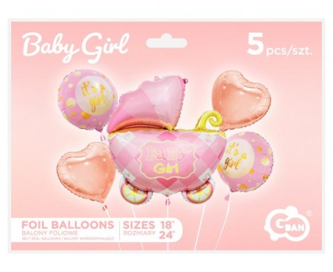 Balony foliowe róż - zestaw wózek 5 szt. | BZ-HWZR Balony foliowe róż - zestaw wózek 5 szt. | BZ-HWZR
