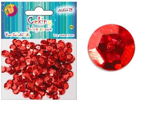 Cekiny 12szt hologramowe CZERWONE 8mm 10g | MT-6599 Cekiny 12szt hologramowe CZERWONE 8mm 10g | MT-6599