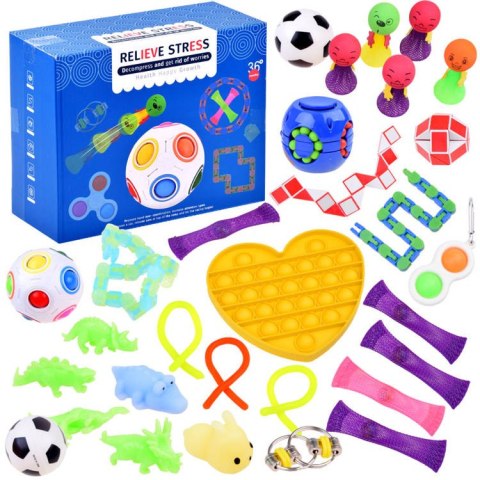 Zabawki 30 elementów Fidget Gadżety antystresowe Pop it ZA3987 Zabawki 30 elementów Fidget Gadżety antystresowe Pop it ZA3987