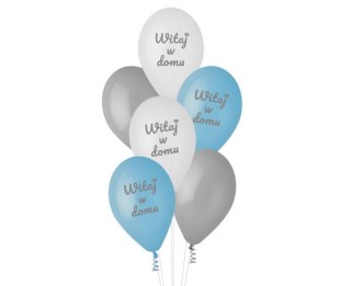 Balony Premium Witaj w domu niebieskie 12" 6szt. | GS110/WDN