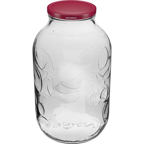Słoik 5l z ornamentem fi100 zakrętka bordo 4szt Słoik 5l z ornamentem fi100 zakrętka bordo 4szt