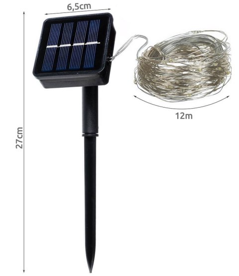 Lampki solarne choinkowe 100 LED wew/zew druciki | 11395 Lampki solarne choinkowe 100 LED wew/zew druciki | 11395