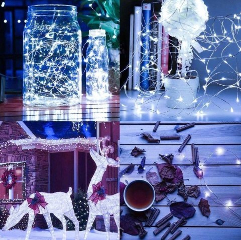 Lampki solarne choinkowe 100 LED wew/zew druciki | 11395 Lampki solarne choinkowe 100 LED wew/zew druciki | 11395