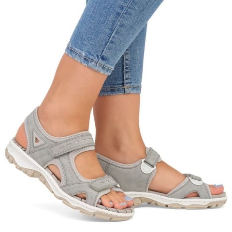 Komfortowe sandały Rieker W RKR674 szare Komfortowe sandały Rieker W RKR674 szare