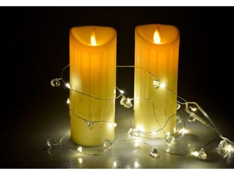 Lampki na druciku 20led ciepłe światło kryształki 613 warm white Lampki na druciku 20led ciepłe światło kryształki 613 warm white