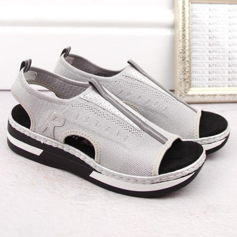 Komfortowe sandały wsuwane Rieker W RKR686 metallic Komfortowe sandały wsuwane Rieker W RKR686 metallic
