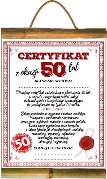 Dyplom certyfikat 50 lat Pan | D70 Dyplom certyfikat 50 lat Pan | D70