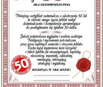 Dyplom certyfikat 50 lat Pan | D70 Dyplom certyfikat 50 lat Pan | D70