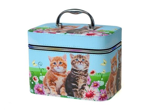 Kuferek walizka z lusterkiem, zapinany na zamek KOTKI 19x11x10cm Kuferek walizka z lusterkiem, zapinany na zamek KOTKI 19x11x10cm
