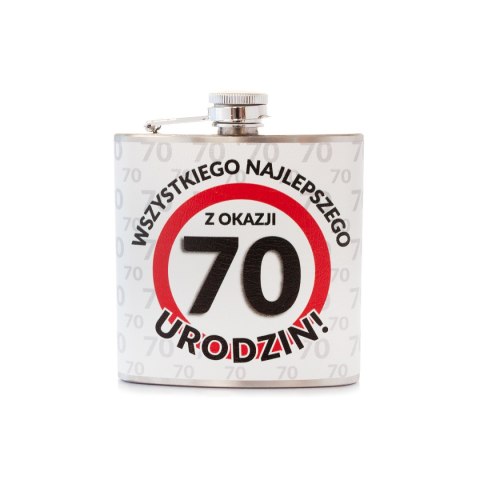 Piersiówka ze stali nierdzewnej "Wszystkiego Najlepszego z Okazji 70 Urodzin" Piersiówka ze stali nierdzewnej "Wszystkiego Najlepszego z Okazji 70 Urodzin"