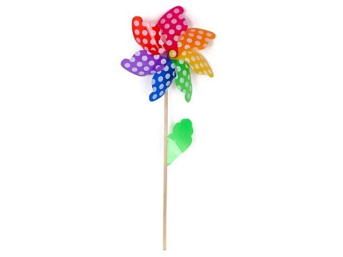 Wiatrak 43cm dł 90cm kwiatek w kropki Wiatrak 43cm dł 90cm kwiatek w kropki
