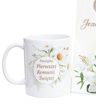 Kubek ceramiczny w ozdobnym opakowaniu "Pamiątka Pierwszej Komunii Świętej" | KOM-01