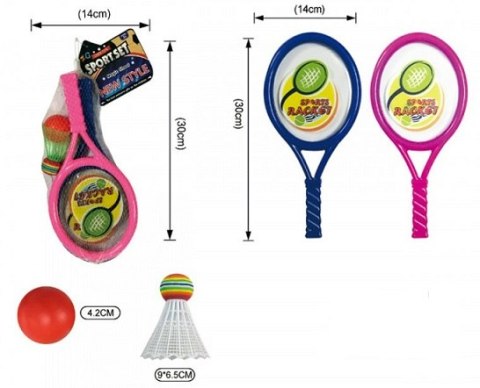 Rakietki+piłka+lotka w siatce SPORT SET Rakietki+piłka+lotka w siatce SPORT SET