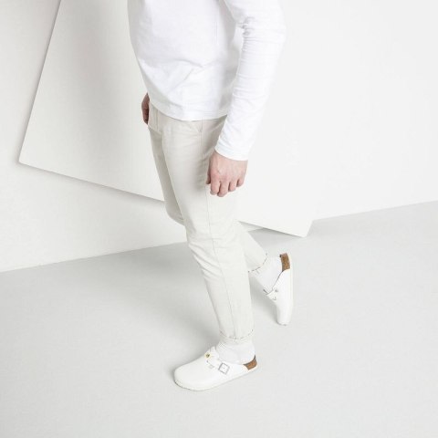 Chodaki męskie Birkenstock Boston ESD White skóra naturalna klapki dla medyka regular szerokie (0061370) Chodaki męskie Birkenstock Boston ESD White skóra naturalna klapki dla medyka regular szerokie (0061370)