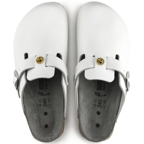 Chodaki męskie Birkenstock Boston ESD White skóra naturalna klapki dla medyka regular szerokie (0061370) Chodaki męskie Birkenstock Boston ESD White skóra naturalna klapki dla medyka regular szerokie (0061370)