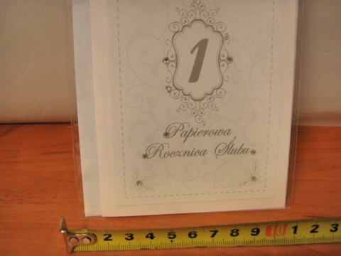 Karnet dł ROCZNICA ŚLUBU ''1'' PAPIEROWA 5428 Karnet dł ROCZNICA ŚLUBU ''1'' PAPIEROWA 5428