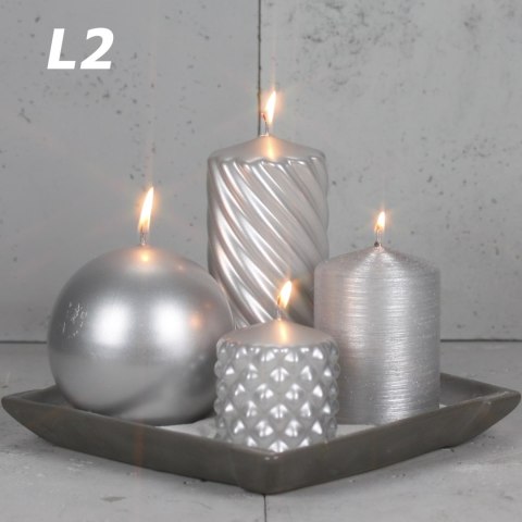 Świeca walec metalizowana srebrna 70/200mm | L2 W70200MET Świeca walec metalizowana srebrna 70/200mm | L2 W70200MET