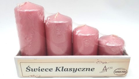 Świece walec różowe 4szt. 11-7cm | L39 SET50/4 Świece walec różowe 4szt. 11-7cm | L39 SET50/4