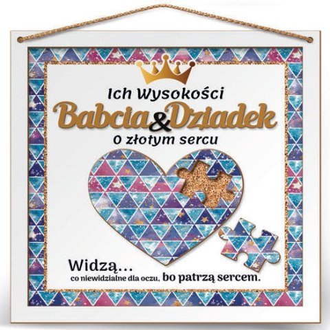 Ramka 22x22cm puzzle 3D Ich Wysokości Babcia i Dziadek o złotym sercu Ramka 22x22cm puzzle 3D Ich Wysokości Babcia i Dziadek o złotym sercu